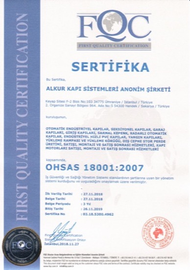 ISO 45001 İş Sağlığı ve Güvenliği Yönetim Sistemi sertifika önizlemesi