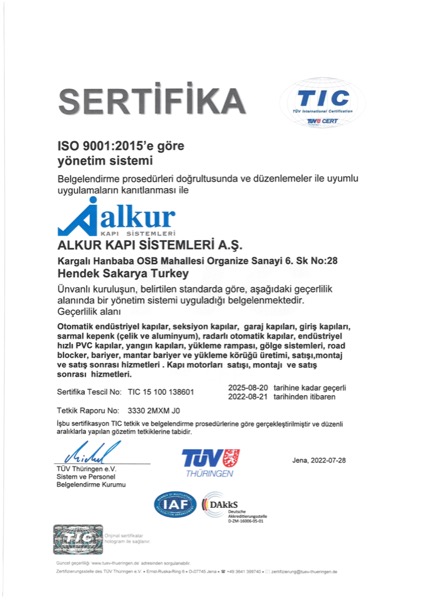 ISO 9001:2015 Kalite Yönetim Sistemi sertifika önizlemesi